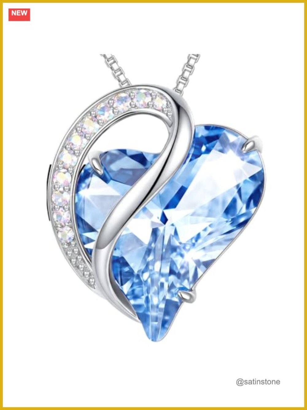 Faceted Crystal Heart Pendant Necklace Silver-Tone Adjustable Chain Gift for Her